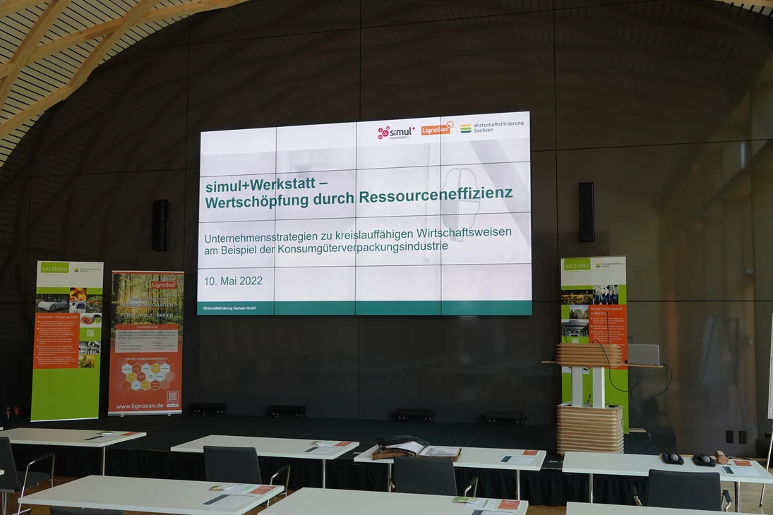 Leinwand mit Präsentationsfolie