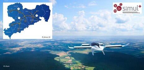 Flugtaxi über bewaldetem Gebiet